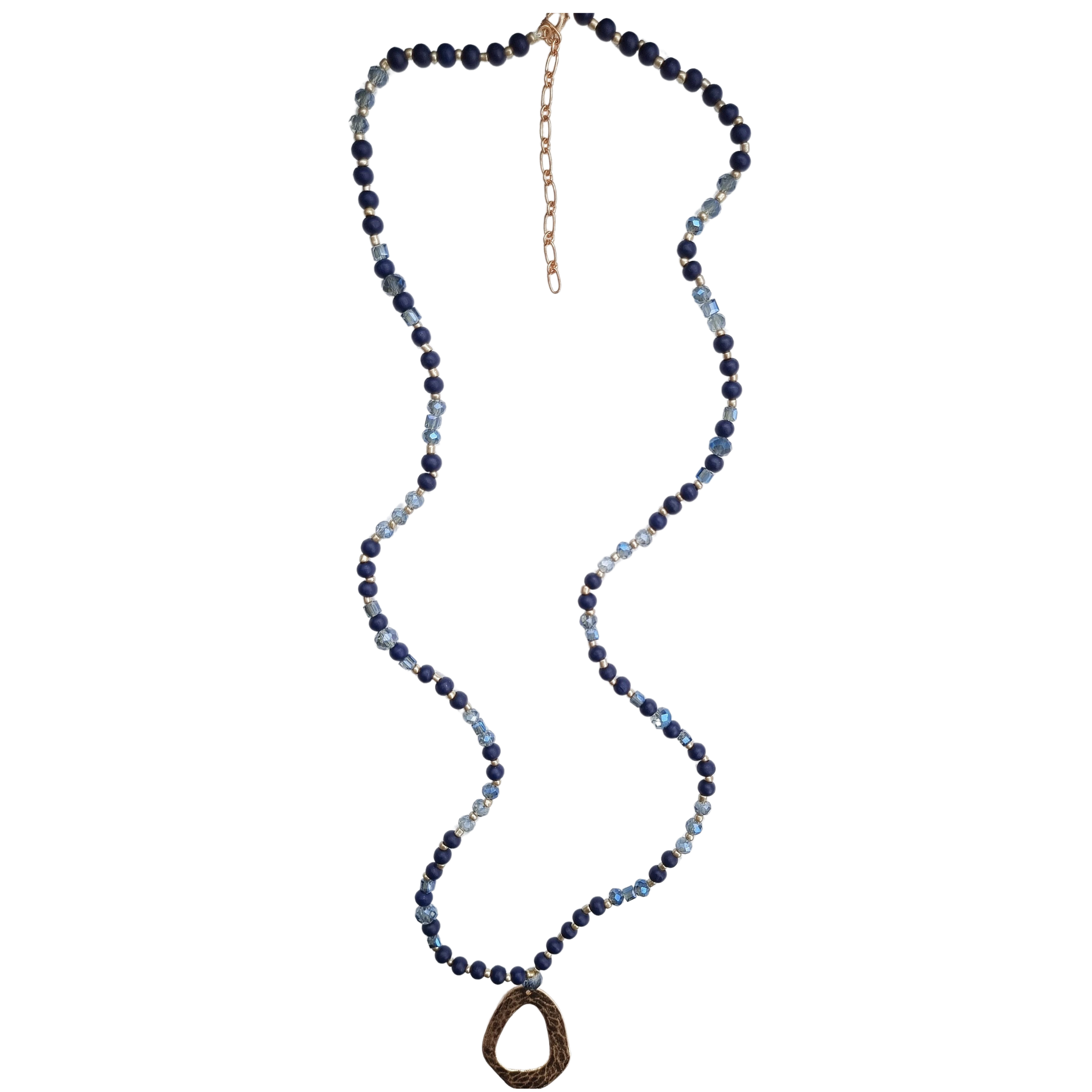 Morgan Textured Disc Necklace Blue 1901-01-7NBLUE
