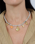 Natural Stone Beaded Charm Necklace 25HYN13