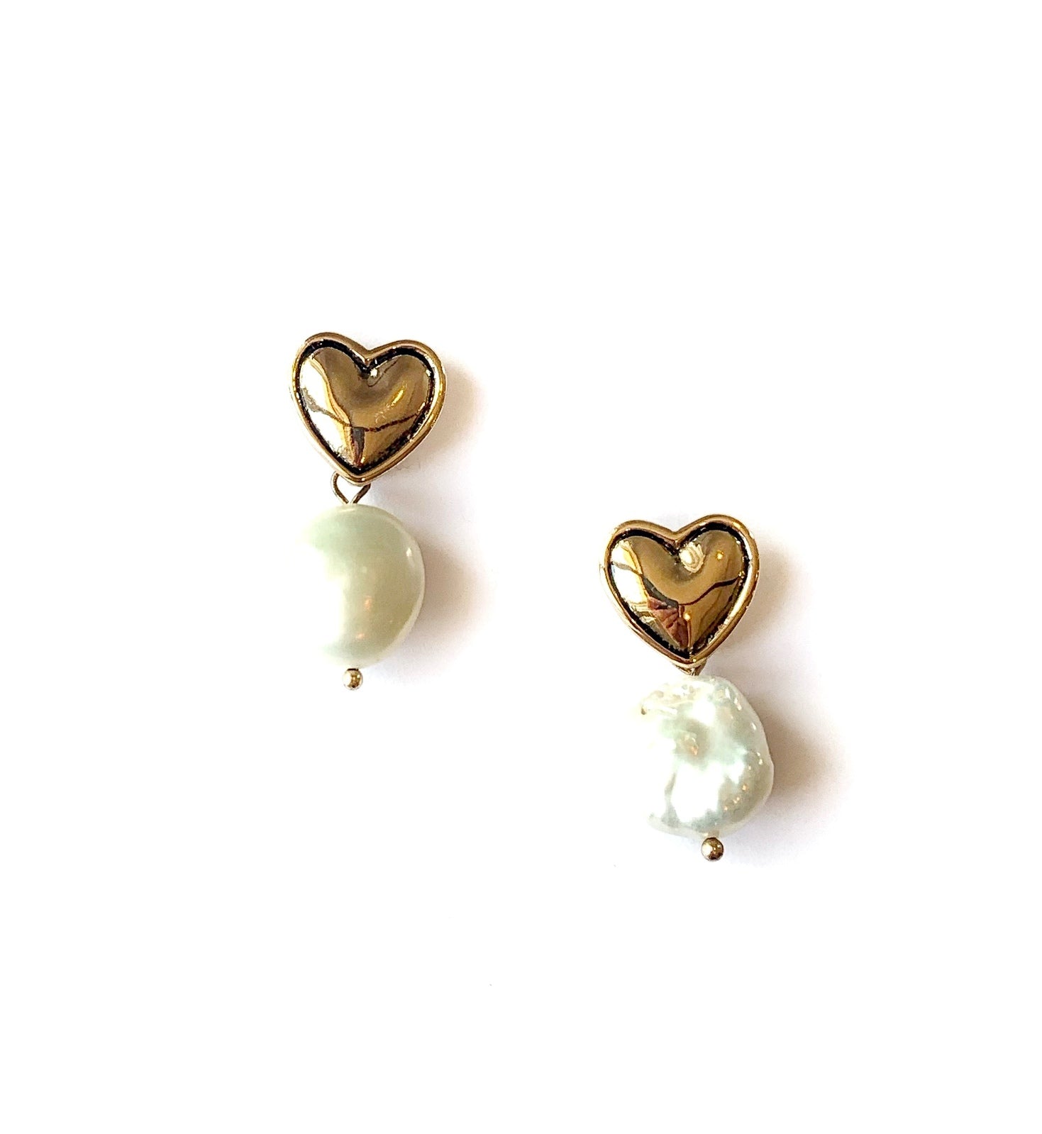 Adalee Gold Heart Pearl Earring