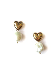 Adalee Gold Heart Pearl Earring