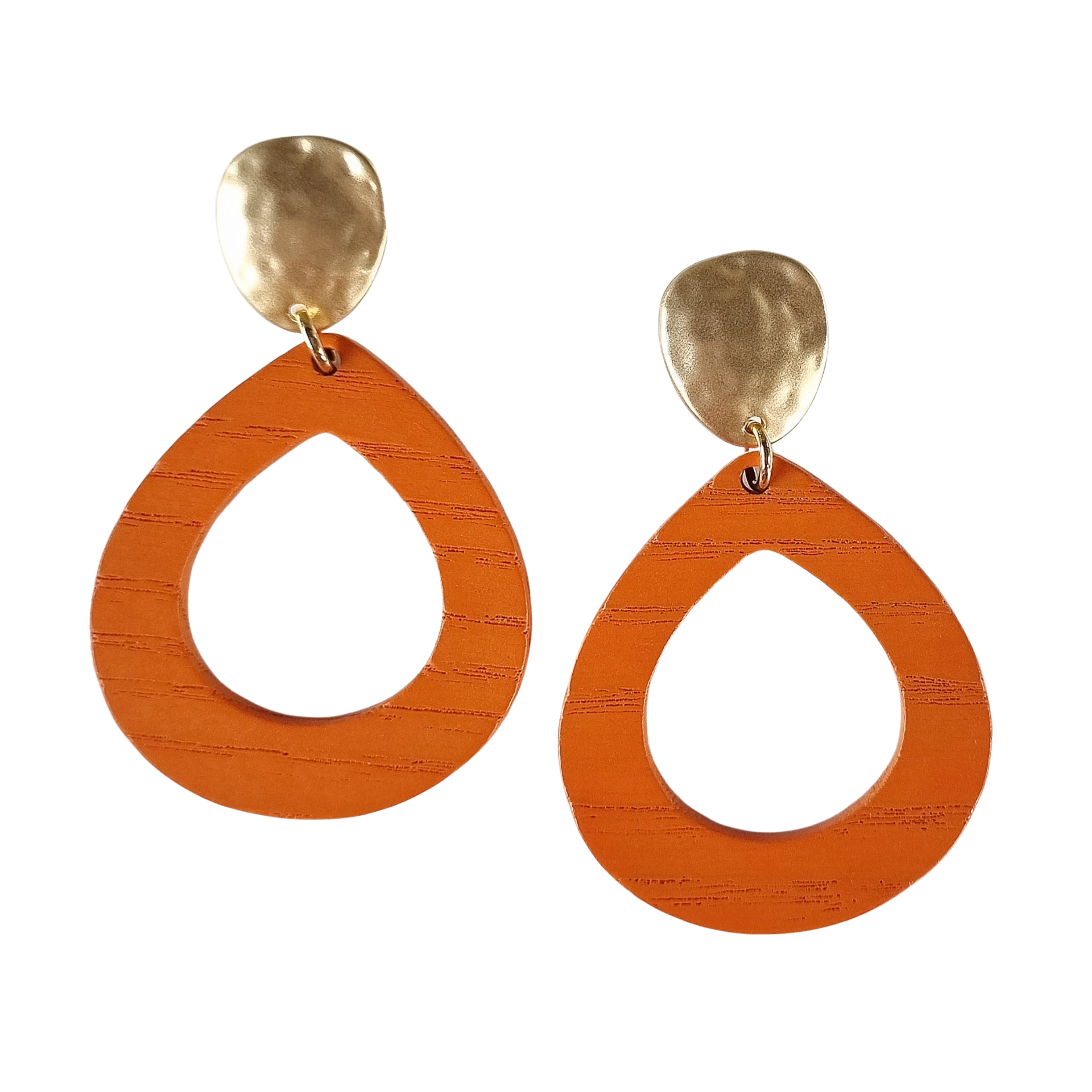 Stacey Teardrop Wood Earring Orange