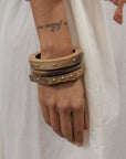 Natural Wood Bangle Set Gold BA05GOLD