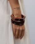 Natural Wood Bangle Set Silver BA05SILVER