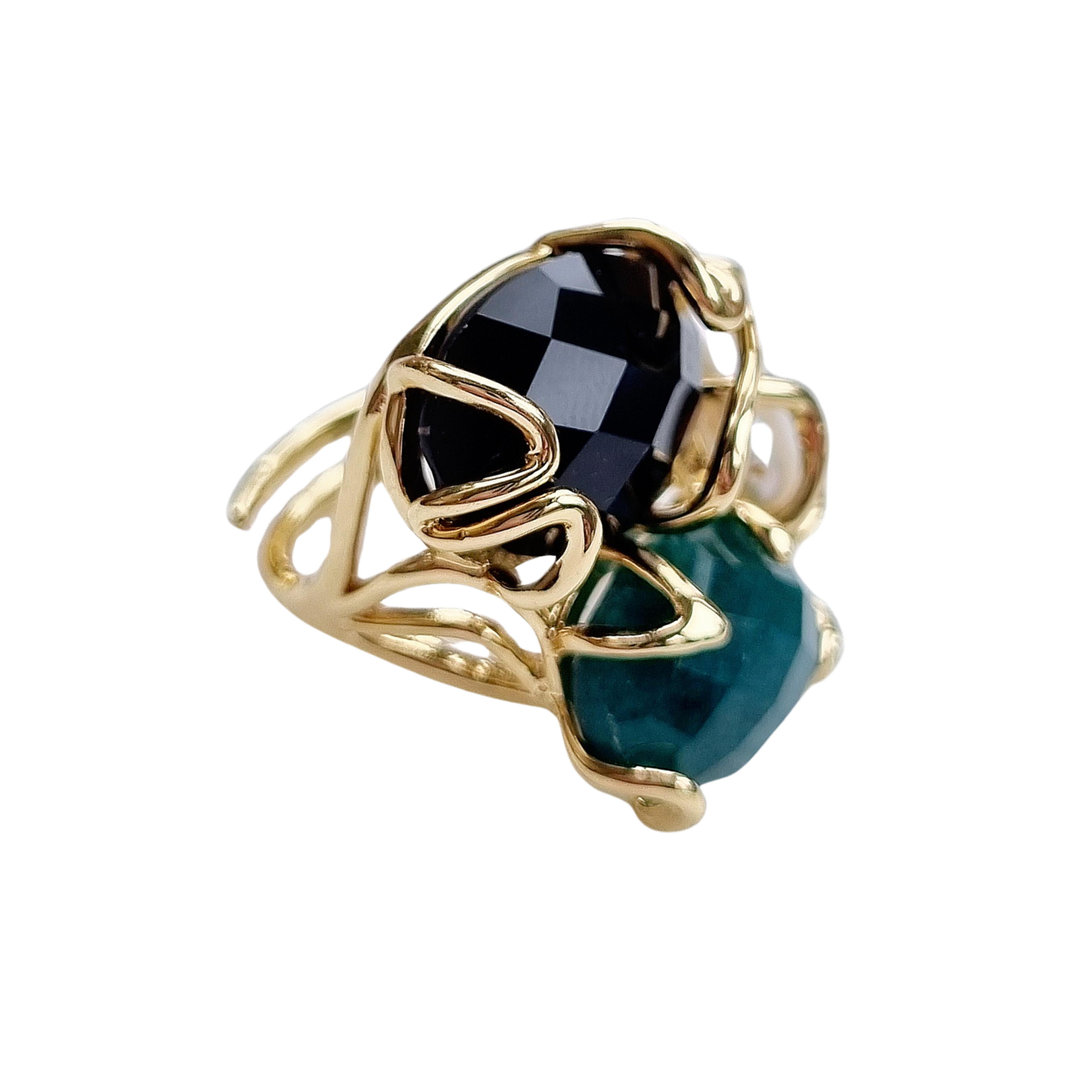 Natural Stone Ring EH3002ABLACKGREEN