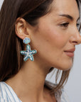 Beaded Earring Shell Starfish Blue EA11628BL