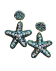Beaded Earring Shell Starfish Blue EA11628BL