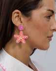 Beaded Earring Shell Starfish Pink EA11628PI