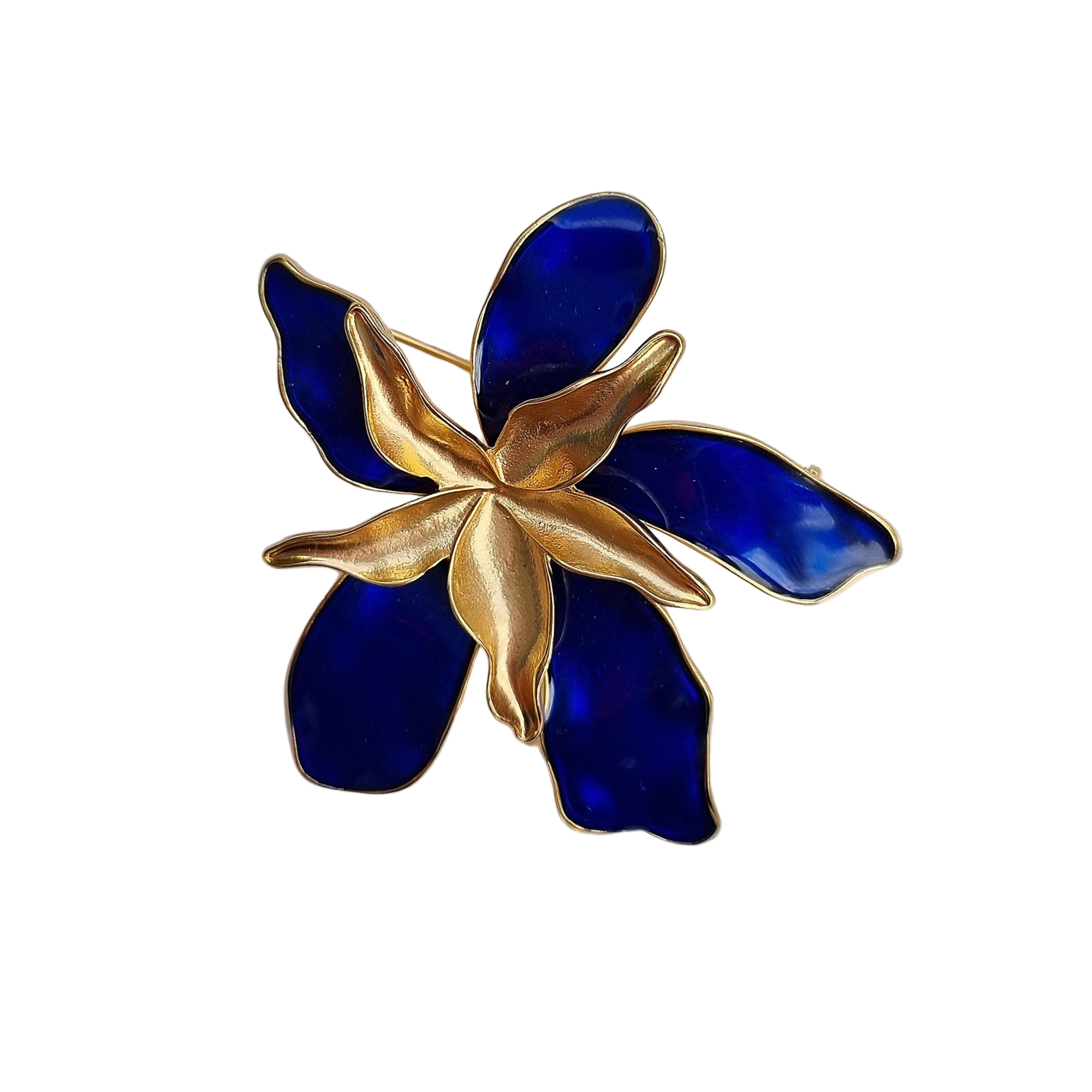 Enamel Flower Brooch Blue