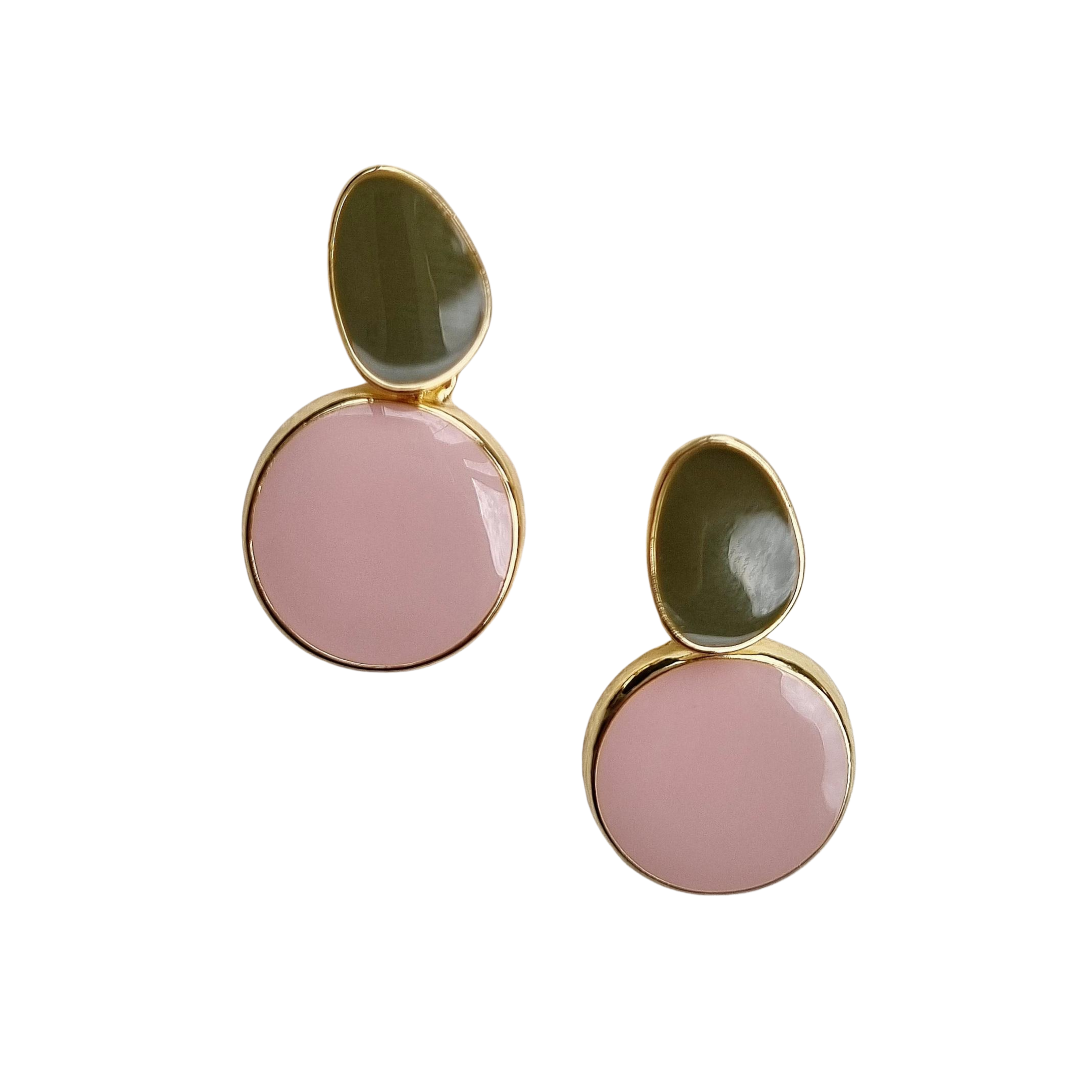 Delilah Enamel Earring Pink Olive Pink