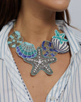 Beaded Ocean Themed Necklace Blue NE1562BL