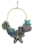 Beaded Ocean Themed Necklace Blue NE1562BL