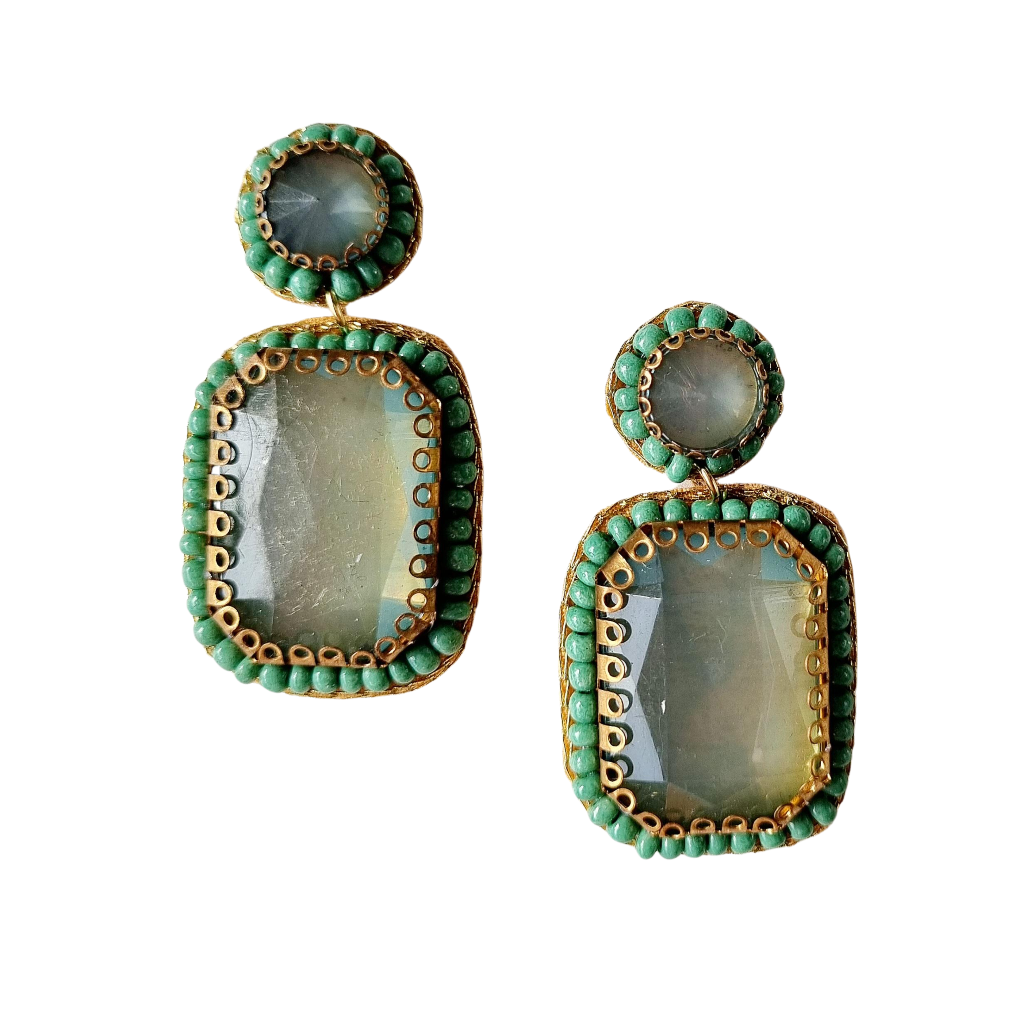 Green gem 2025 drop earrings