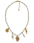 Gold Pearl Charm Necklace STN977