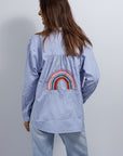 Pure Cotton Shirt Medium Large Blue Z09BLML