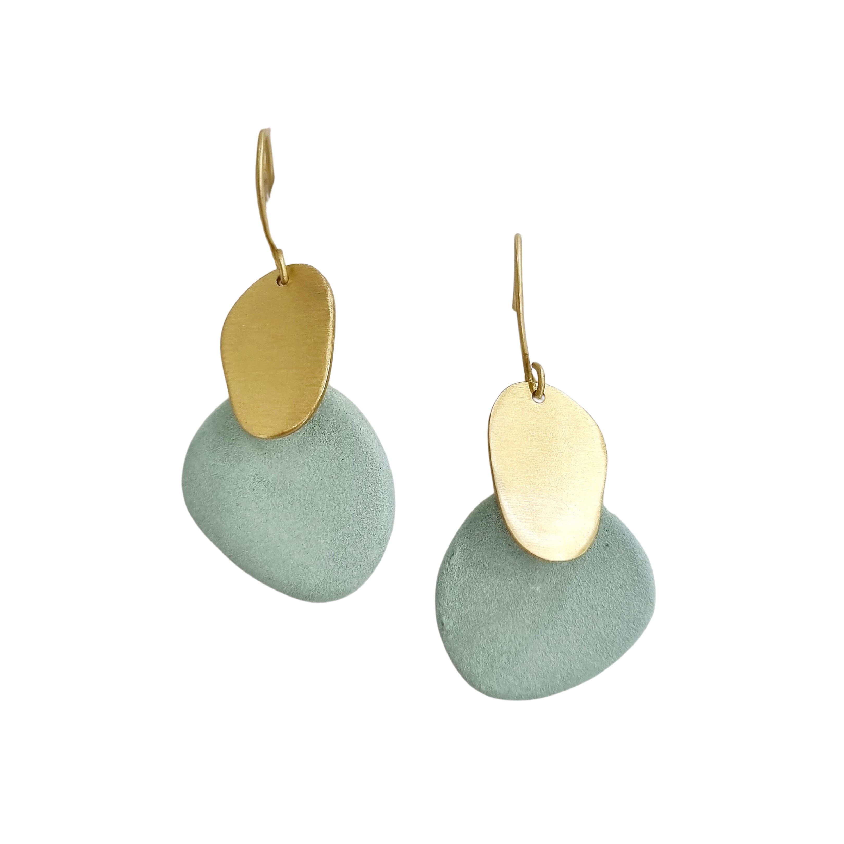 Clio Ceramic Earring with Brass Green