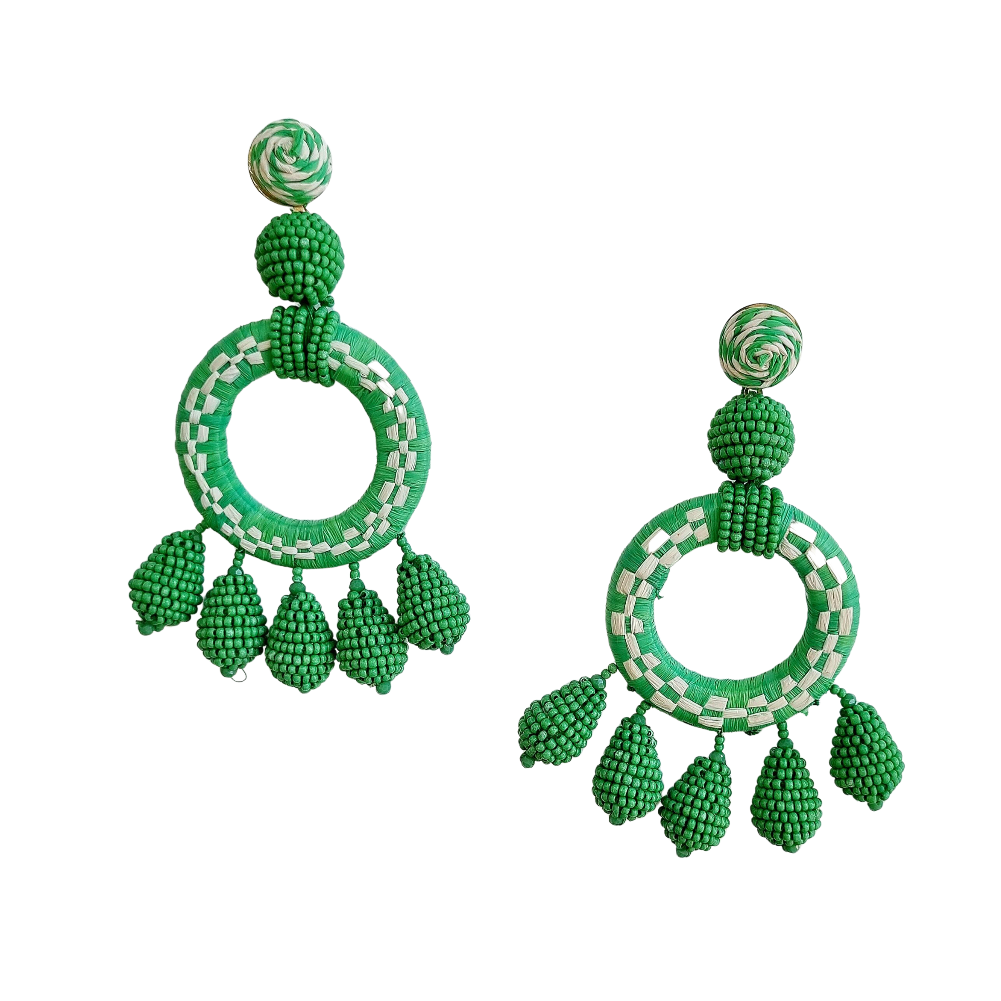 Green 2025 tassel earrings