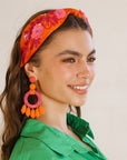 Leila Beaded Earring Orange Pink