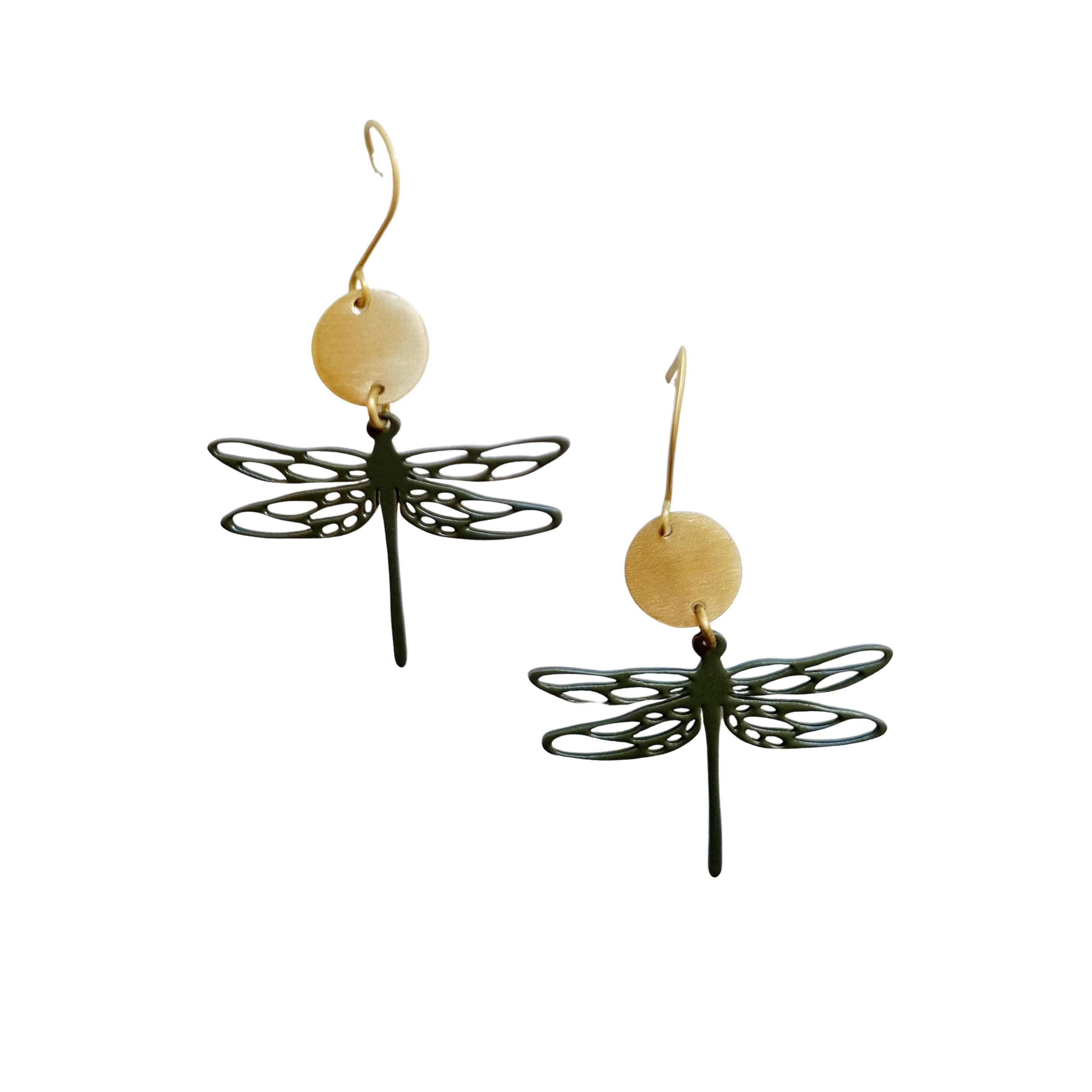 Charity Dragonfly Brass Earring