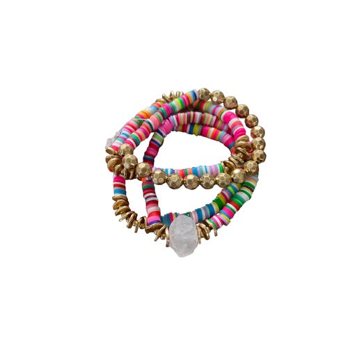 Rainbow Multicolour Beaded Bracelet Set