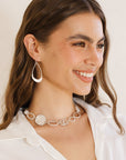 Magdalena Textured Metal Teardrop Hook Earring Silver