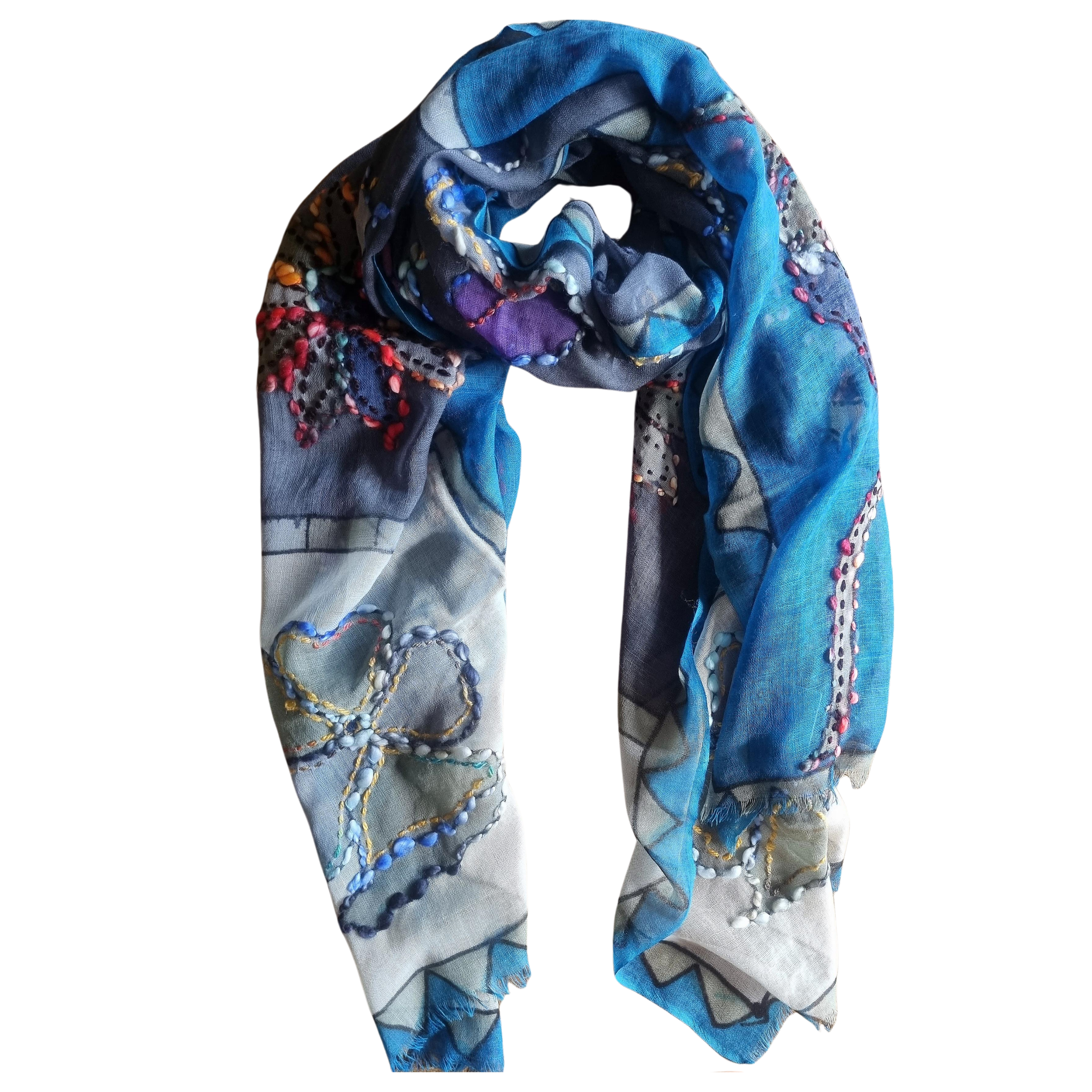 2024 Pure Wool Winter Scarf RC1201BLUE