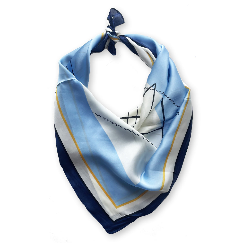 Selina Abstract Satin Scarf Blue