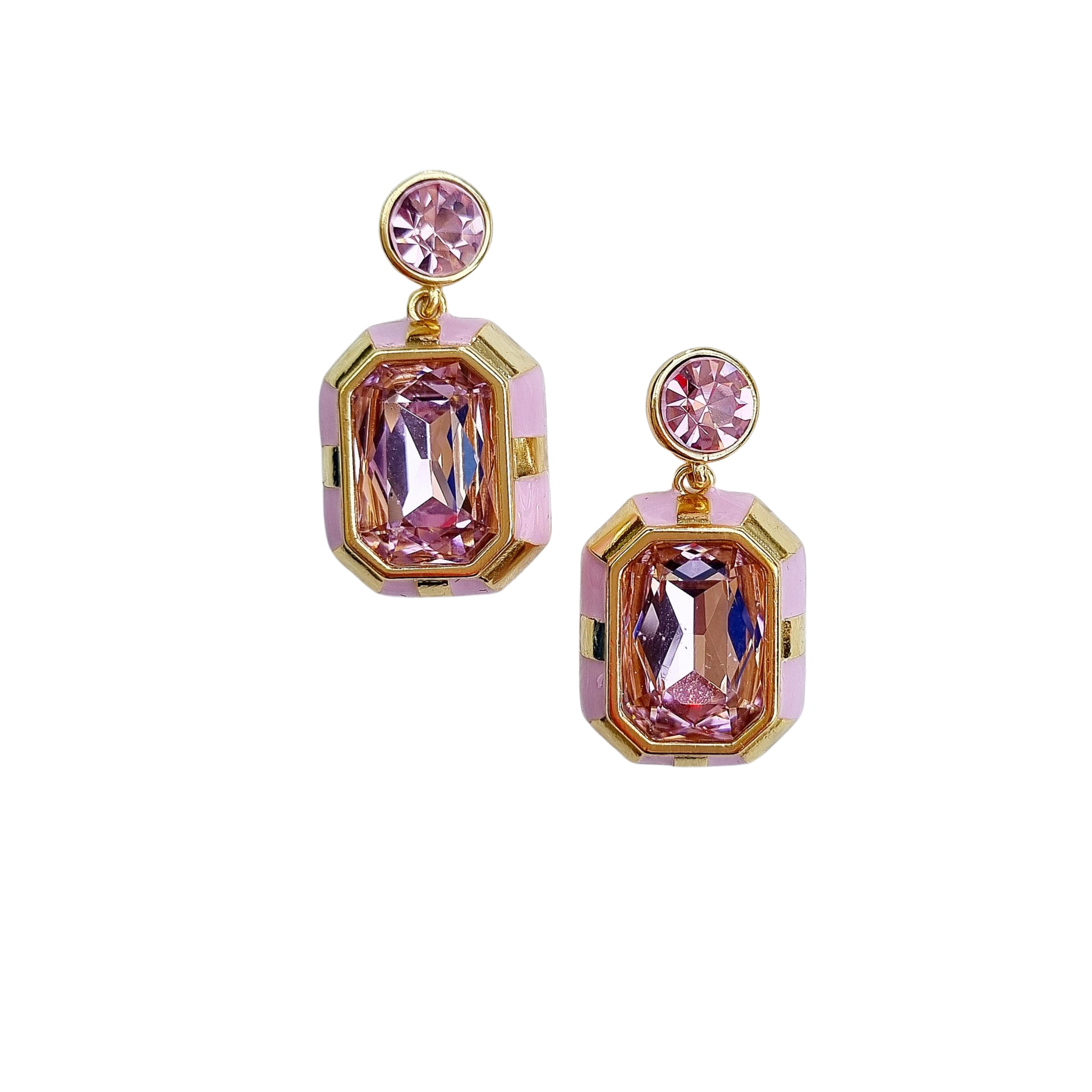 Aura Glass Gem Enamel Earring Pink