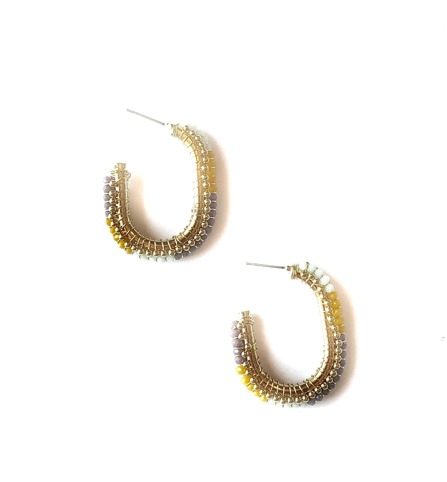Clearance Cindy Gold Hoop Beaded Earring Yellow