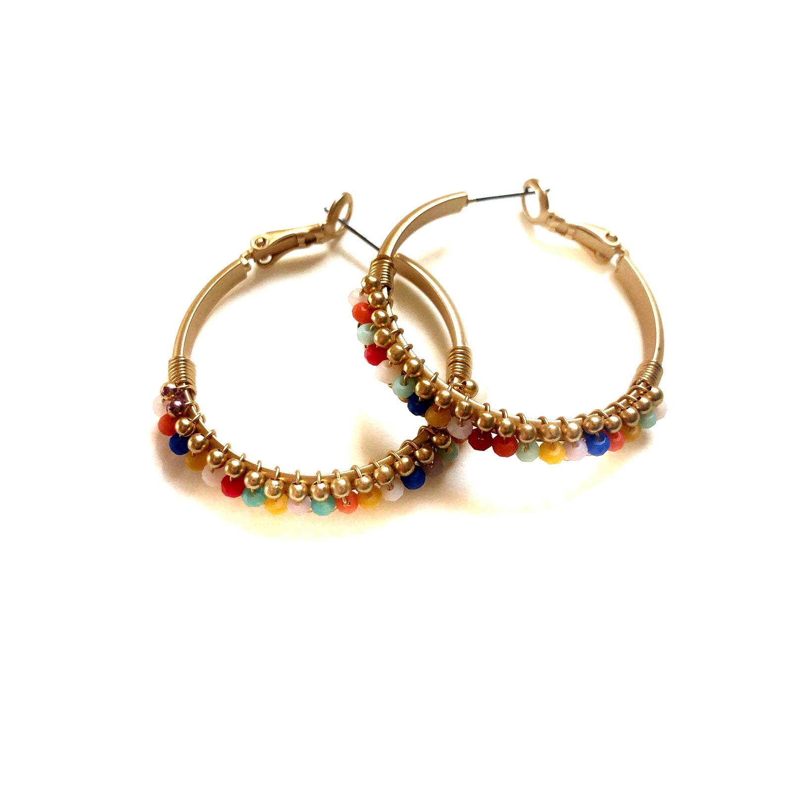 Harper Gold Beaded Hoop Multi