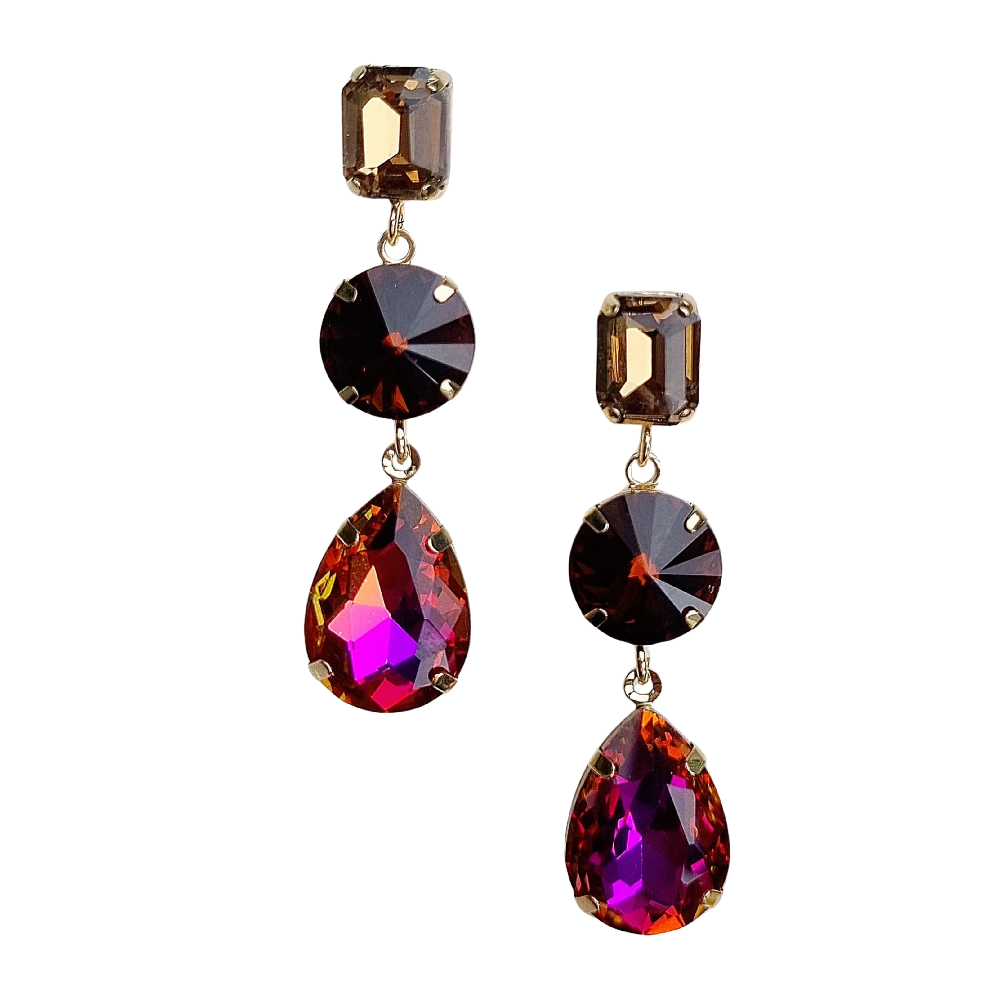 Carminia Gem Earring Brown Fuschia