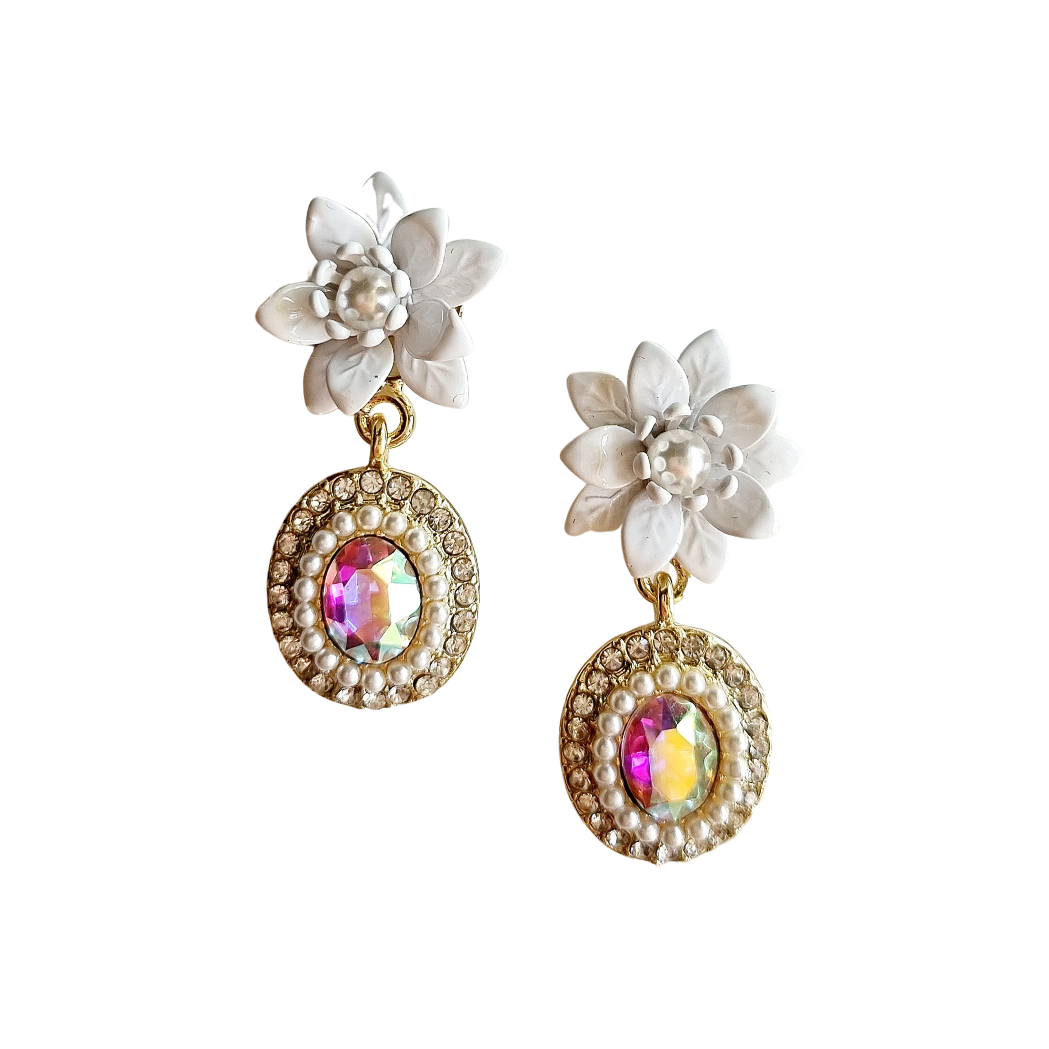 Zoey White Flower Gem Zircon Earring