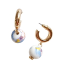Mirabel Floral Bead Gold Hoop Earring Blue