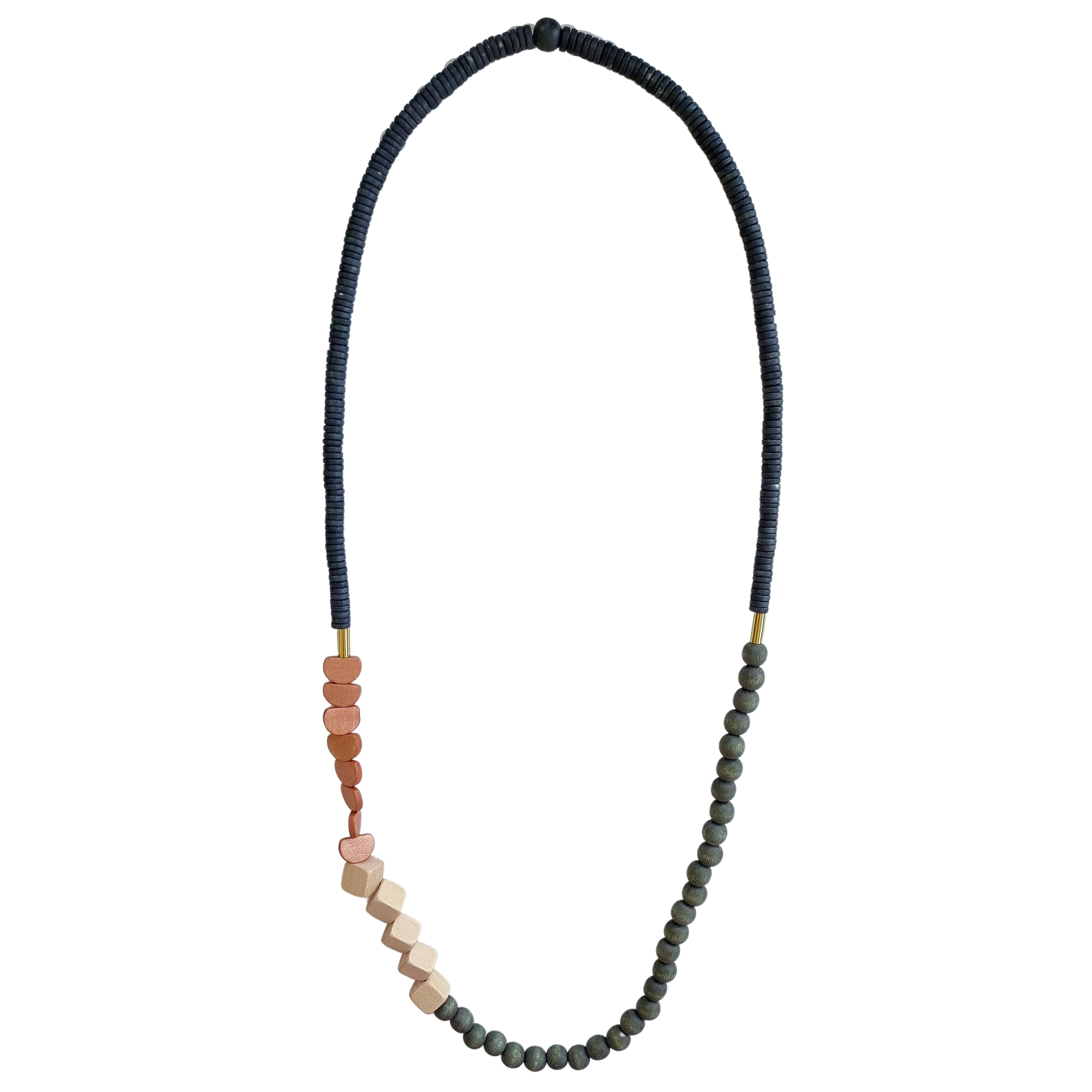 Siri Wooden Necklace Navy Khaki