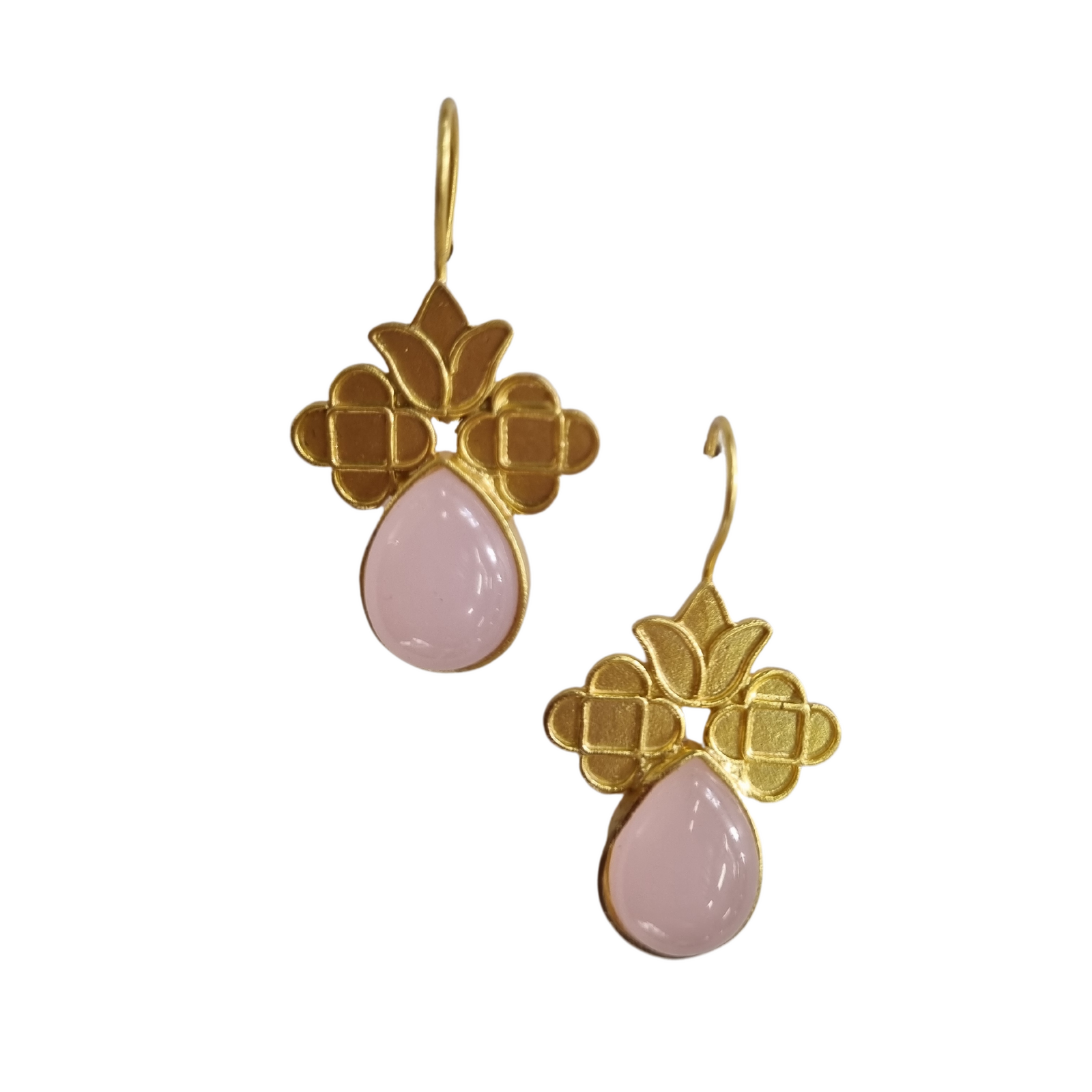 Amelia Natural Stone Brass Earring Pink