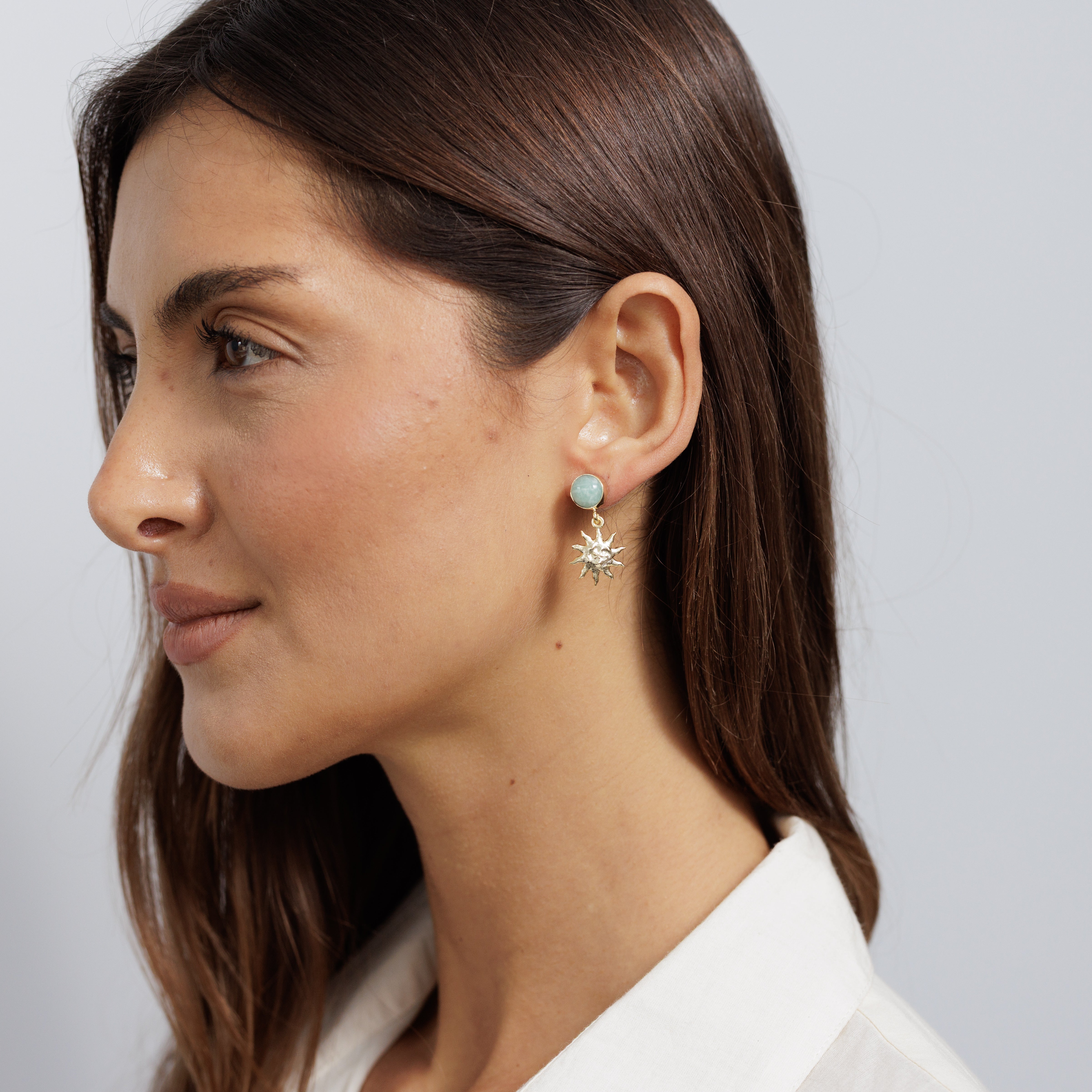 Natural Stone Gemstone Earring Aqua EA20534AQ