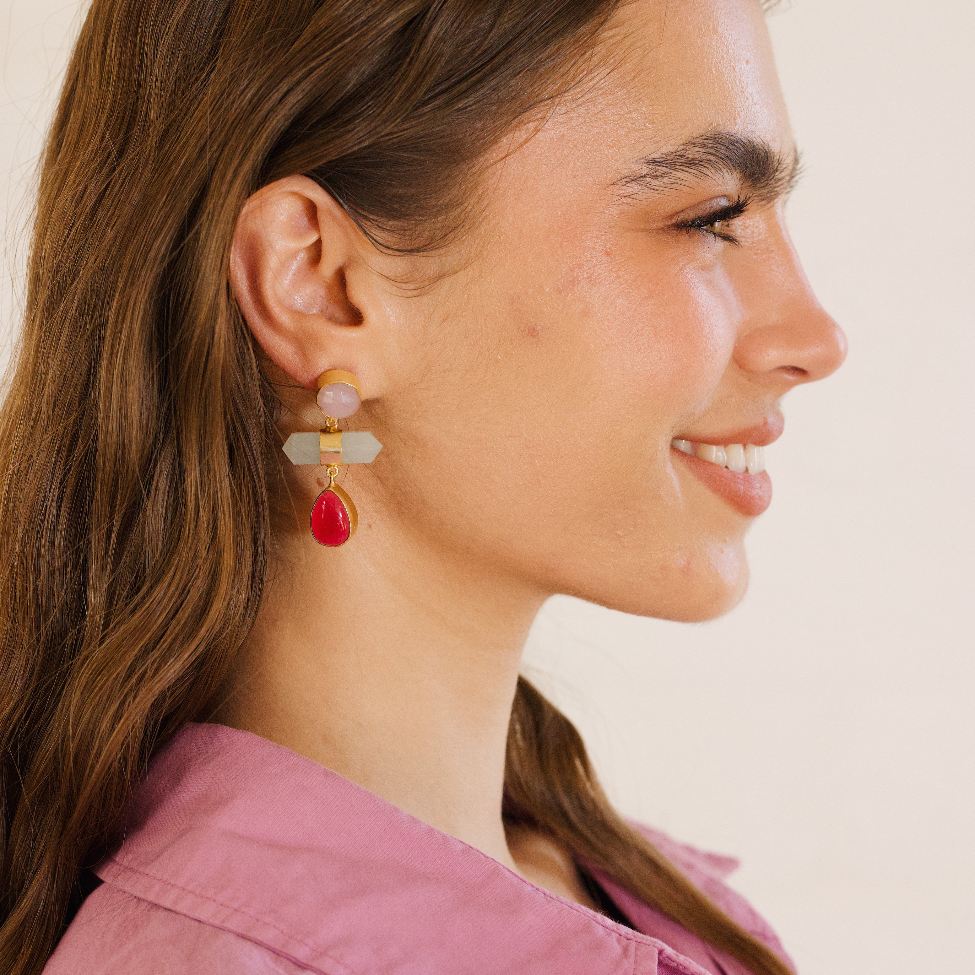 Nuria Natural Stone Earring Pink