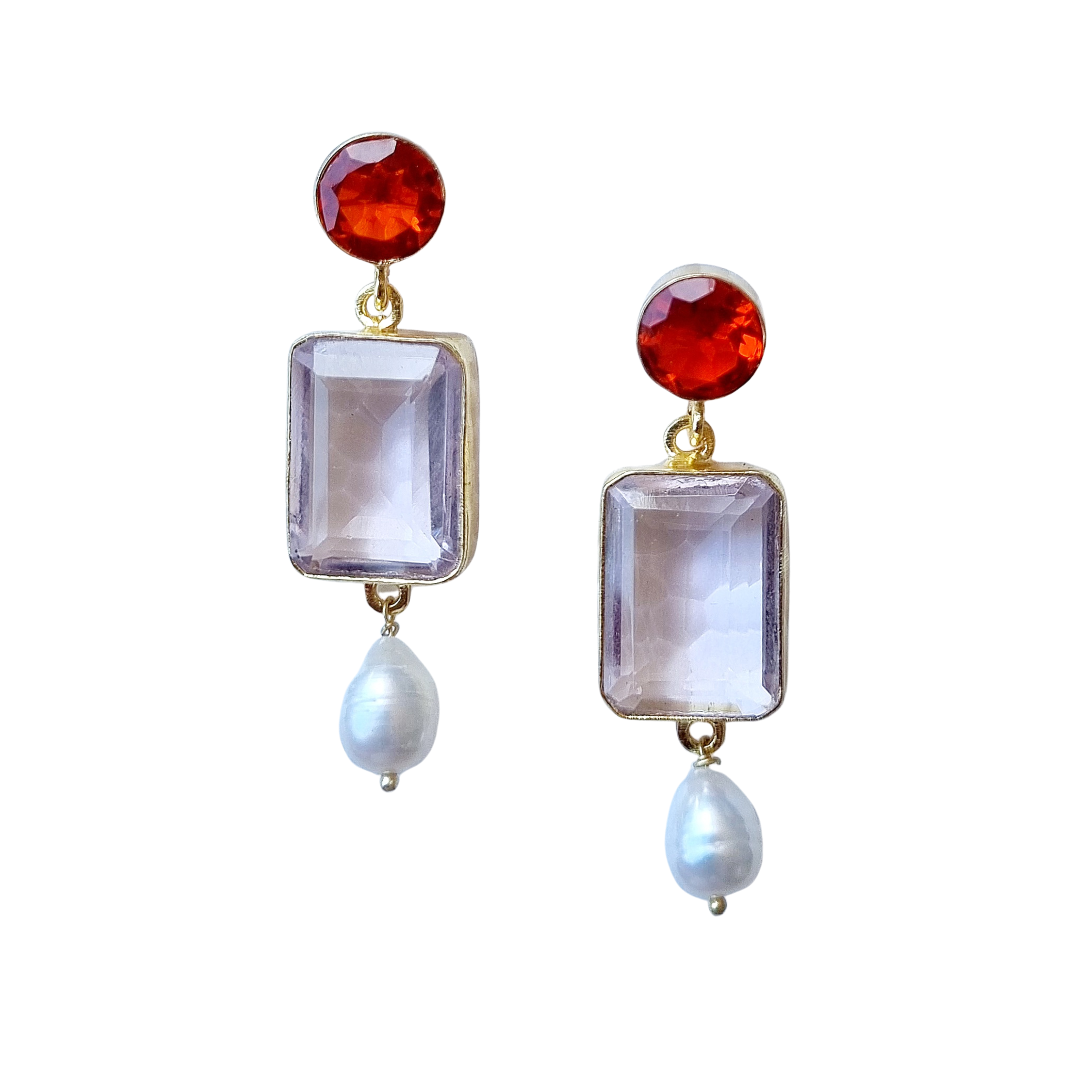 Hydra Glass Gem Earring with Freshwater Pearl