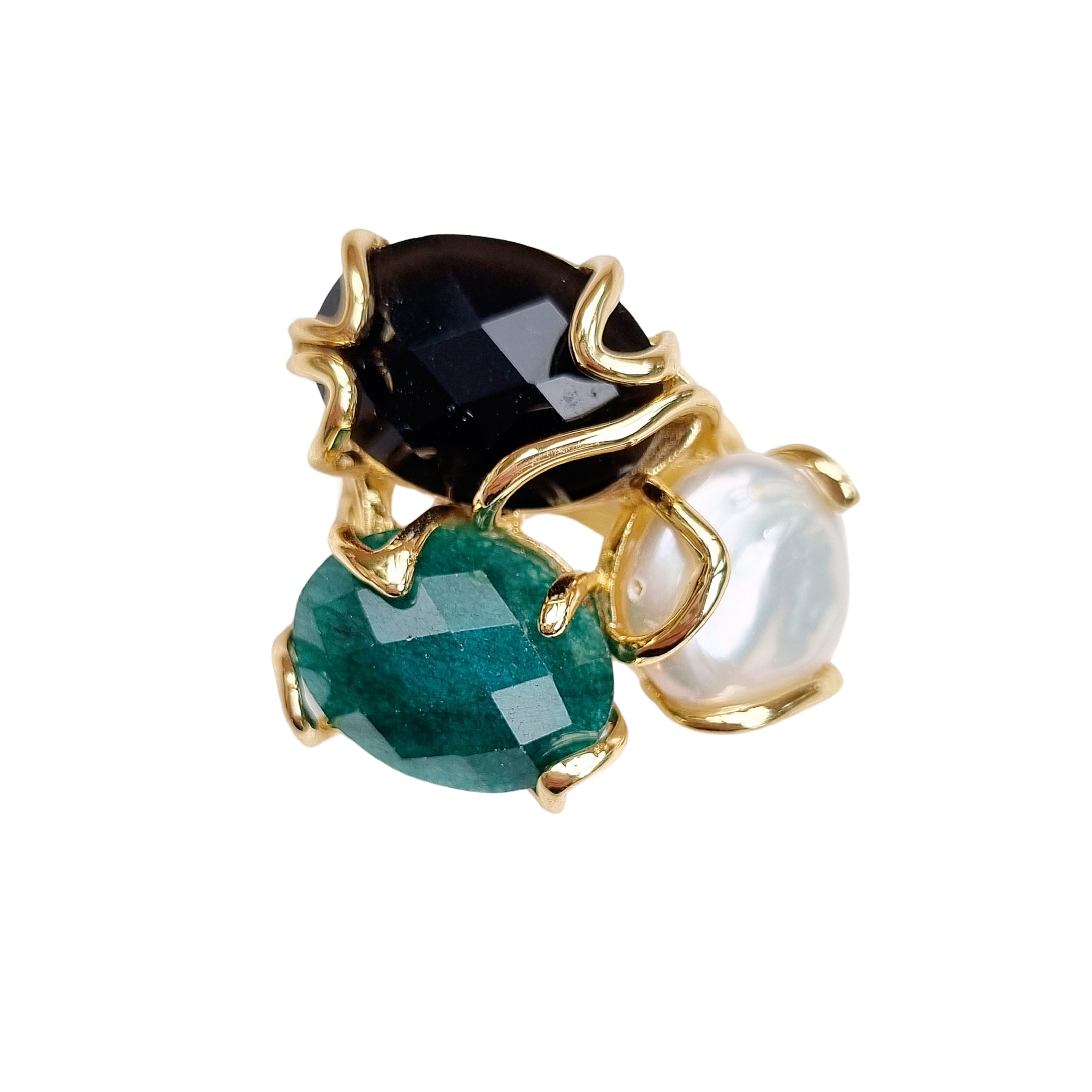 Natural Stone Ring EH3002ABLACKGREEN