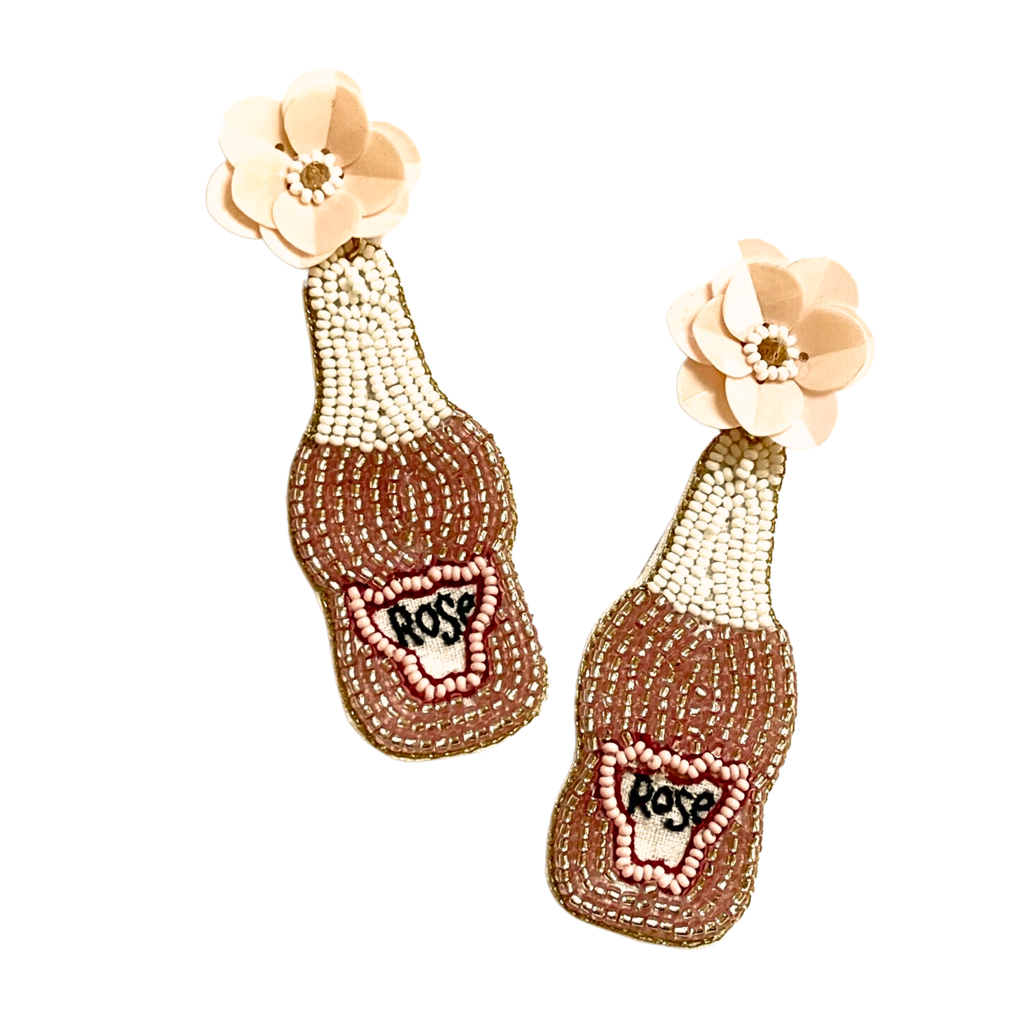 Rose Bottle Beaded Earring