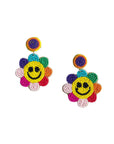 Beaded Smiley Rainbow Sunflower Earring