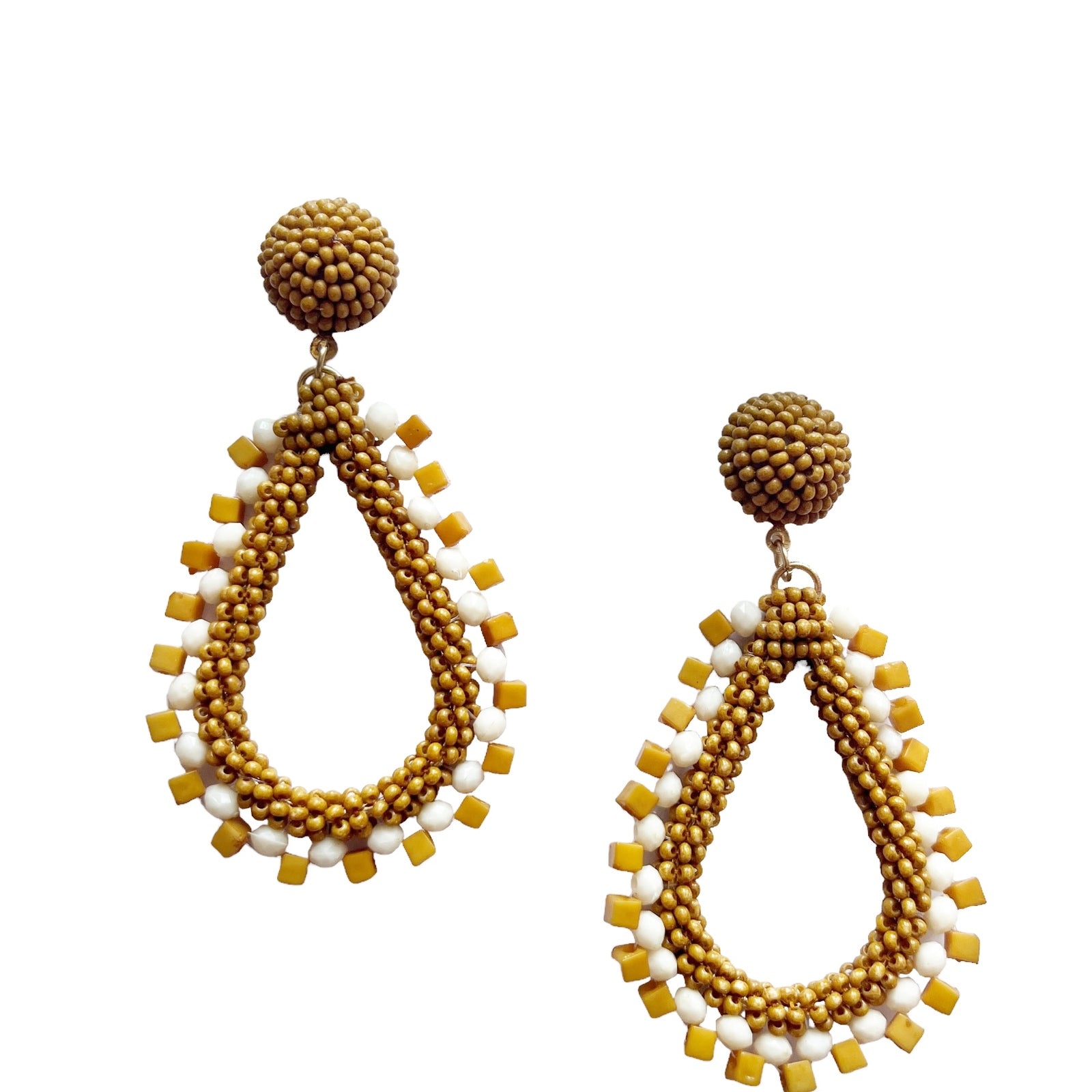 Amiah Oversized Beaded Earring Mustard