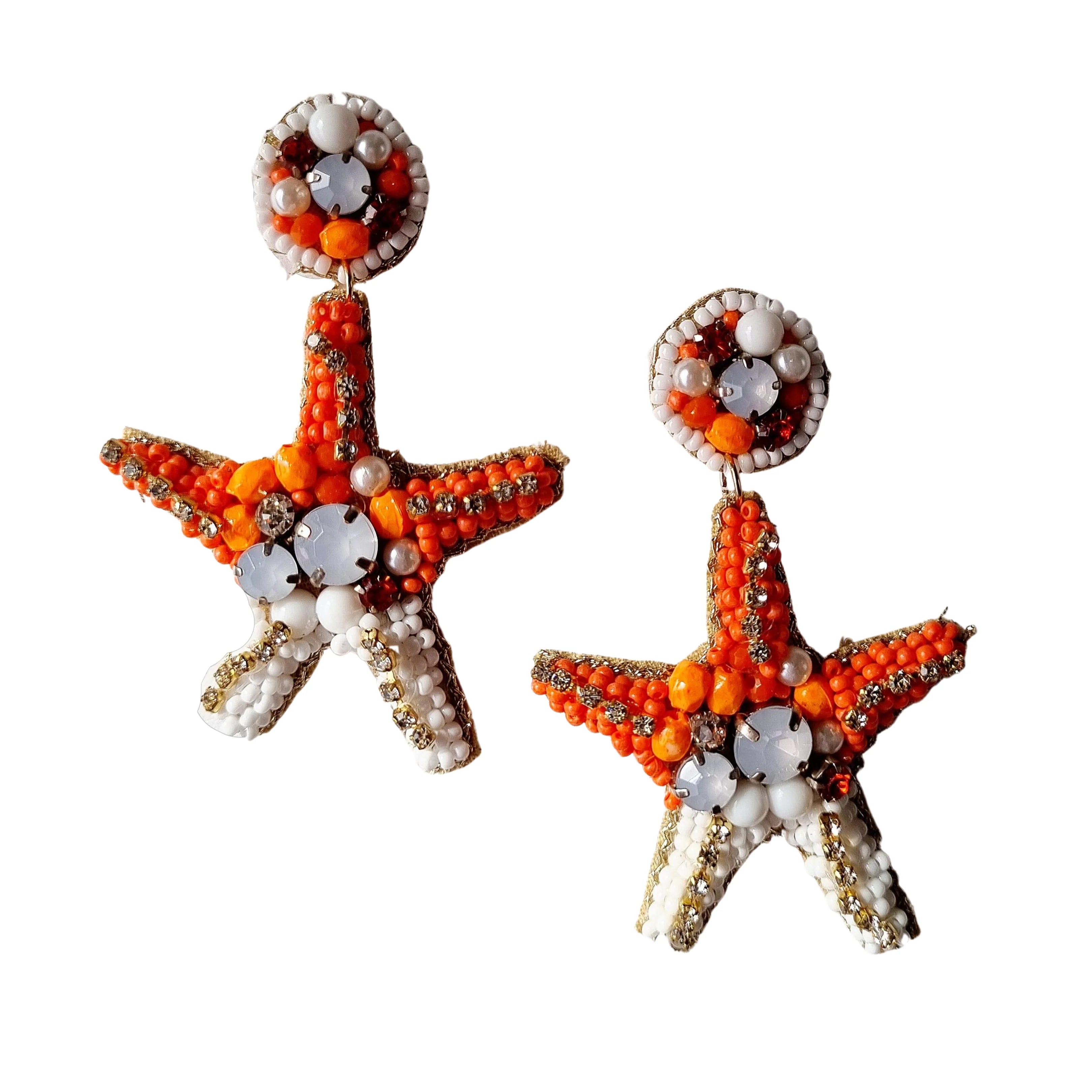 Beaded Starfish Earring FJEA500ORANGE