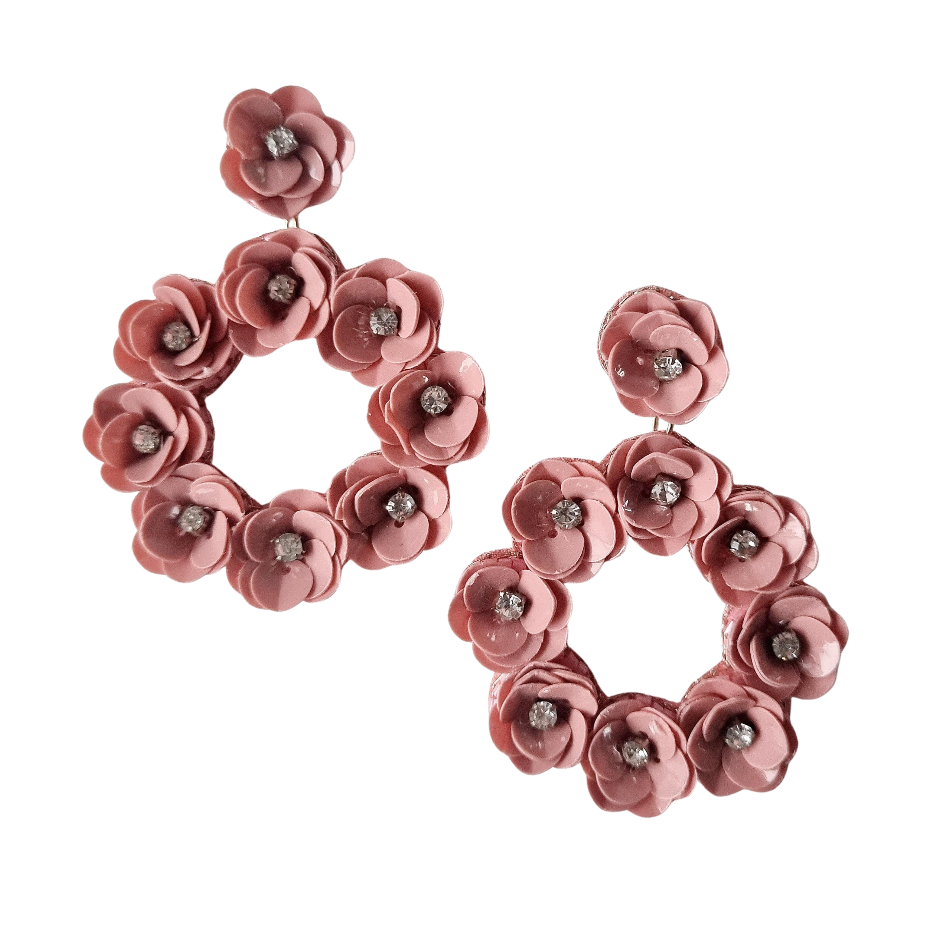 Abigail Beaded Floral Earring Pink