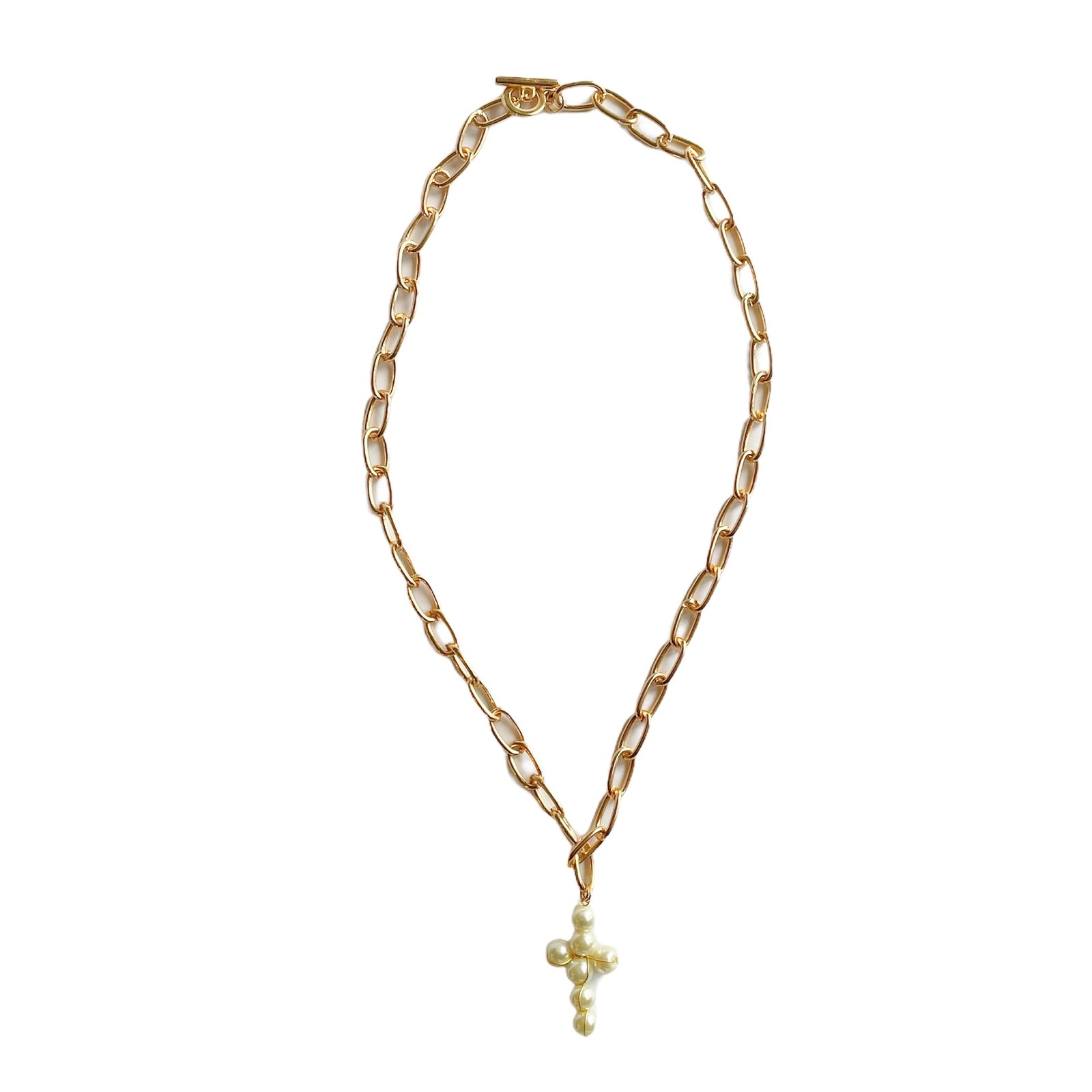 Clearance Christie Gold Necklace Pearl Cross