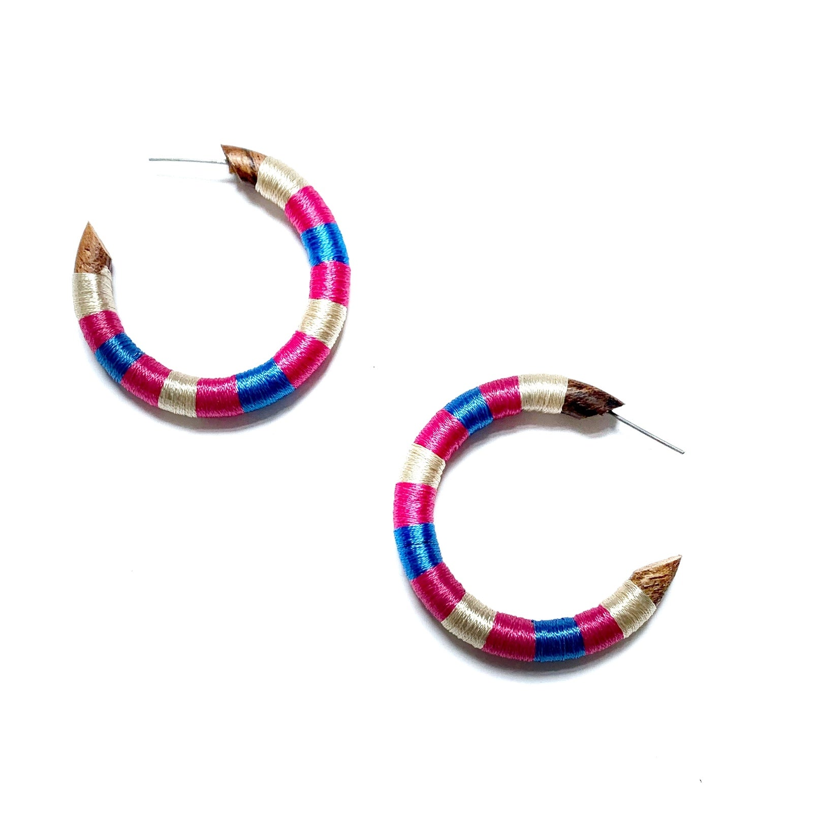 Clearance Catalina Pink Fabric Hoop Earring