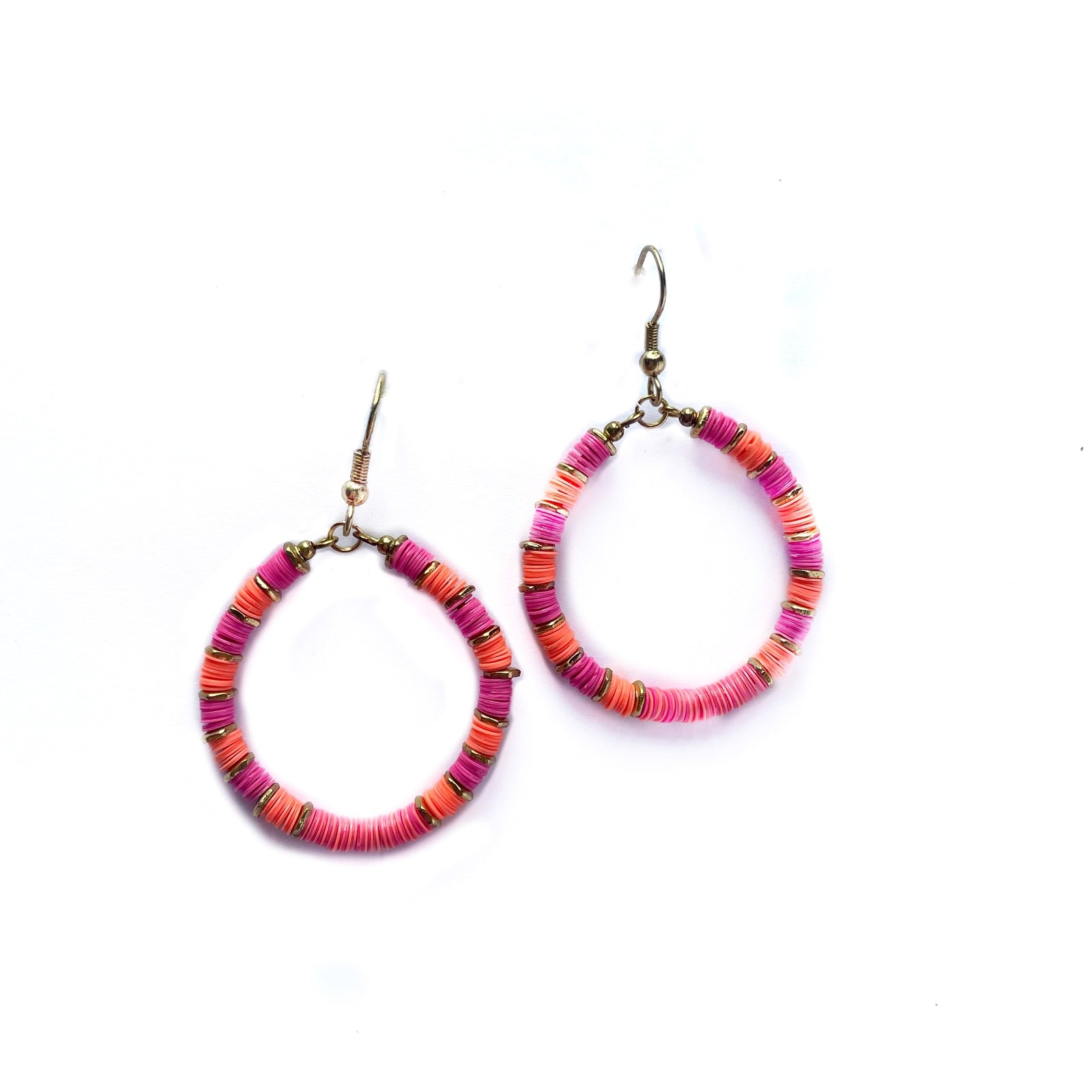 Eliza Pink Beaded Hoop Earring