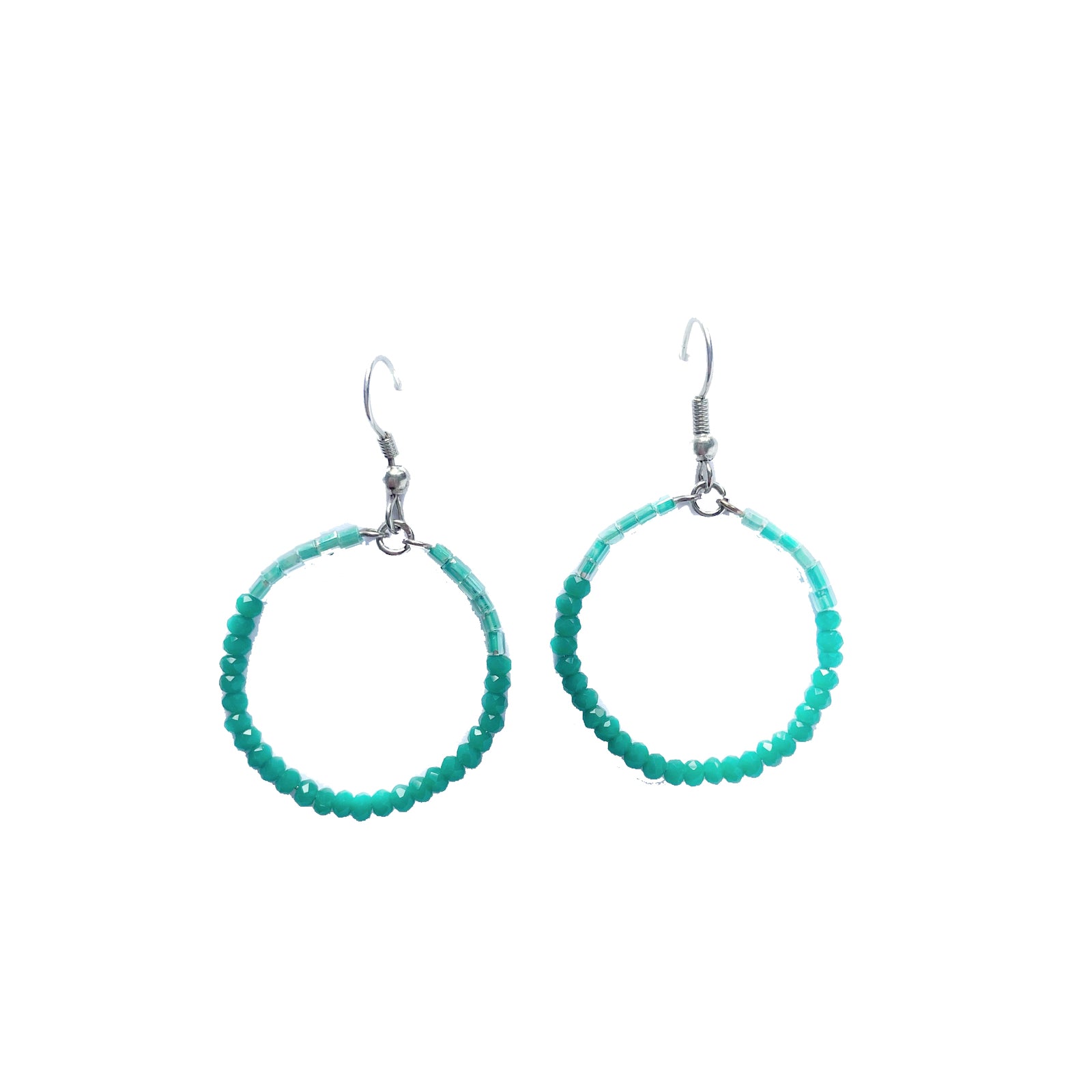 Olivia Beaded Hoop Earring Green