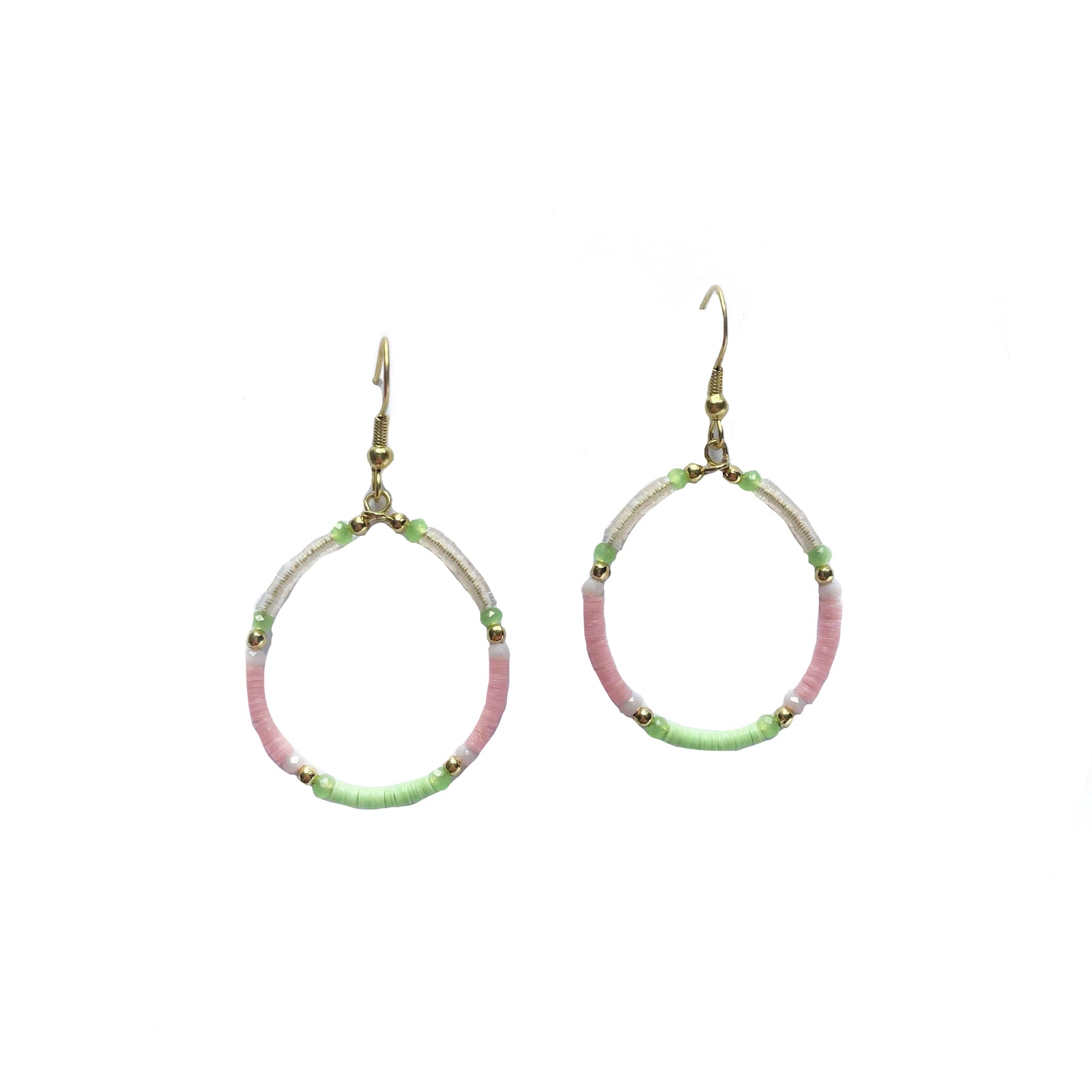 Summer Beaded Hoop Earring Mint Pink