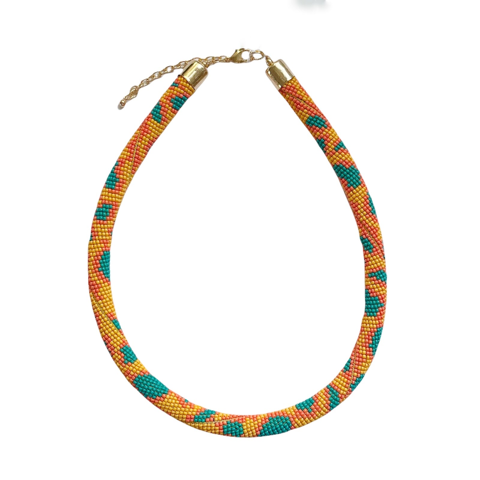 Mila Beaded Choker Necklace Orange Python