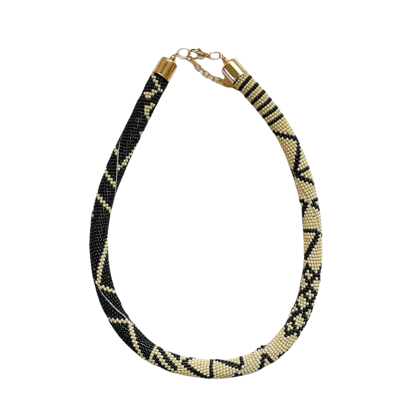 Mila Beaded Choker Necklace Black Python